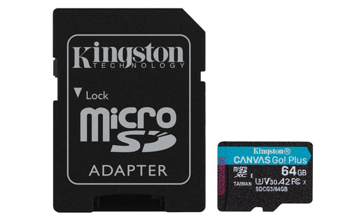Kingston Technology 64GB microSDXC Canvas Go Plus 170R A2 U3 V30 Card + ADP Kingston Technology 64GB microSDXC Canvas Go Plus 170R A2 U3 V30 Card + ADP